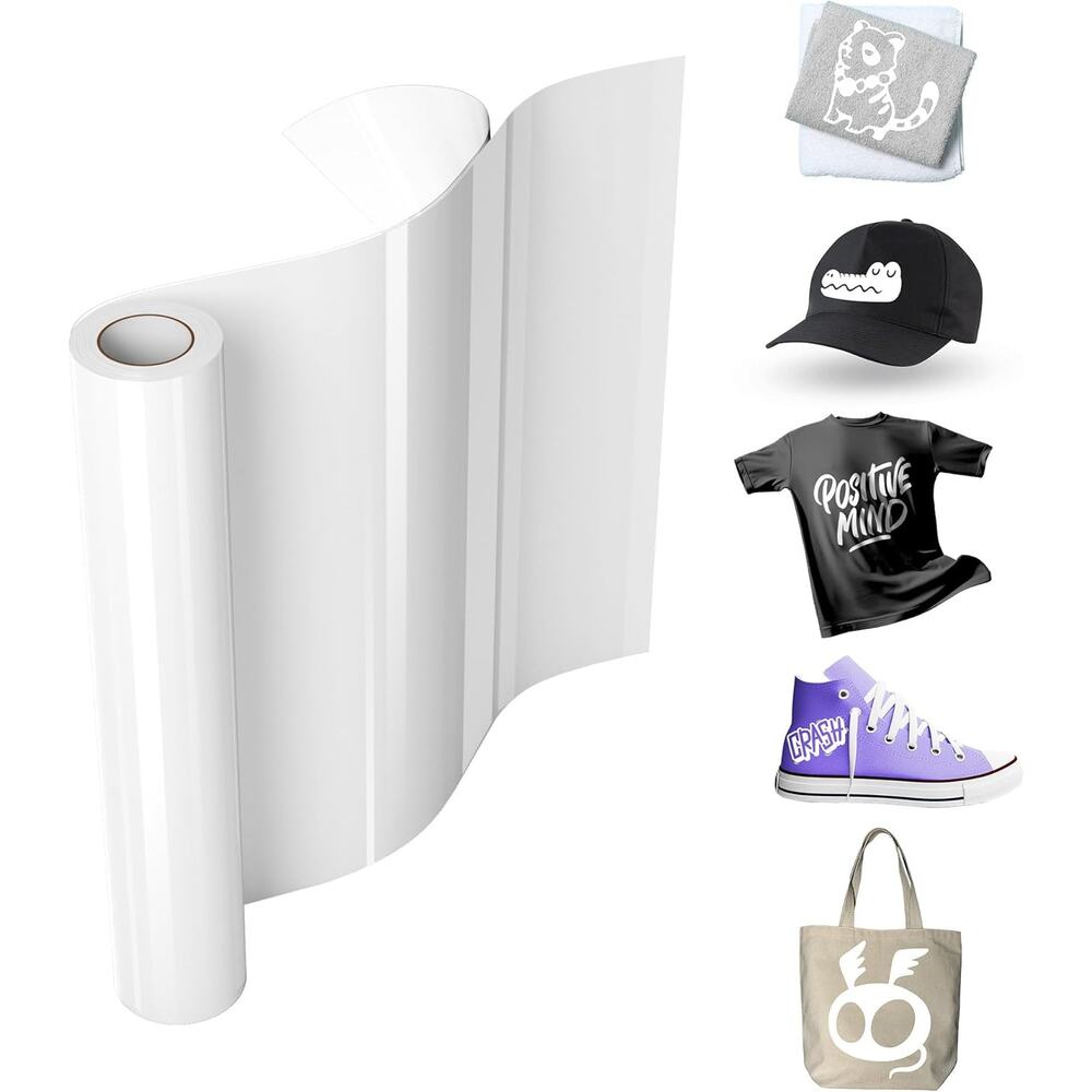 White Heat Transfer Vinyl HTV 12" x 20ft Iron On Vinyl T-Shirt Heat Vinyl Design